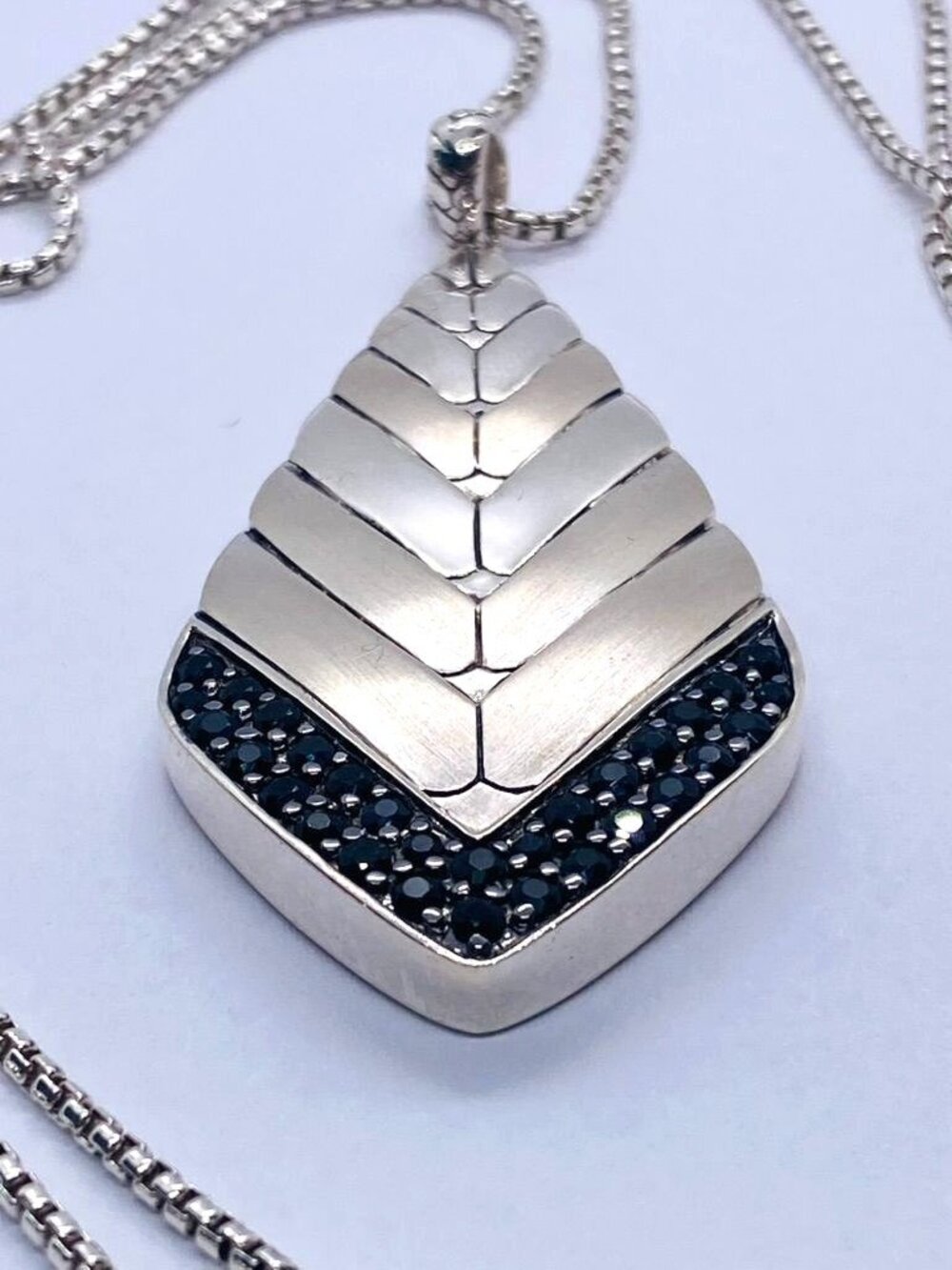 John Hardy Black Sapphire Brushed Modern Necklace 36" Sterling Silver 925
